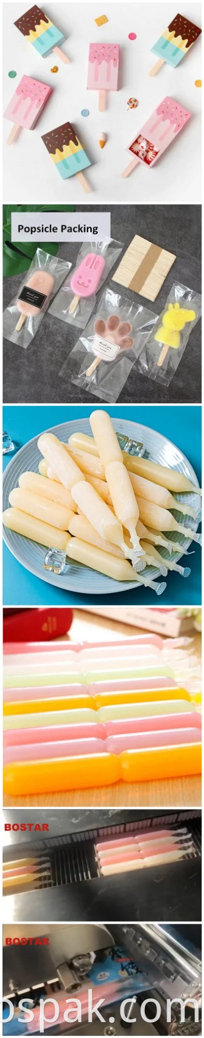 دستگاه بسته بندی بالش بستنی با جریان اتوماتیک / Ice Lolly / Heat Seal پلاستیکی چوب بستنی کیسه بستنی